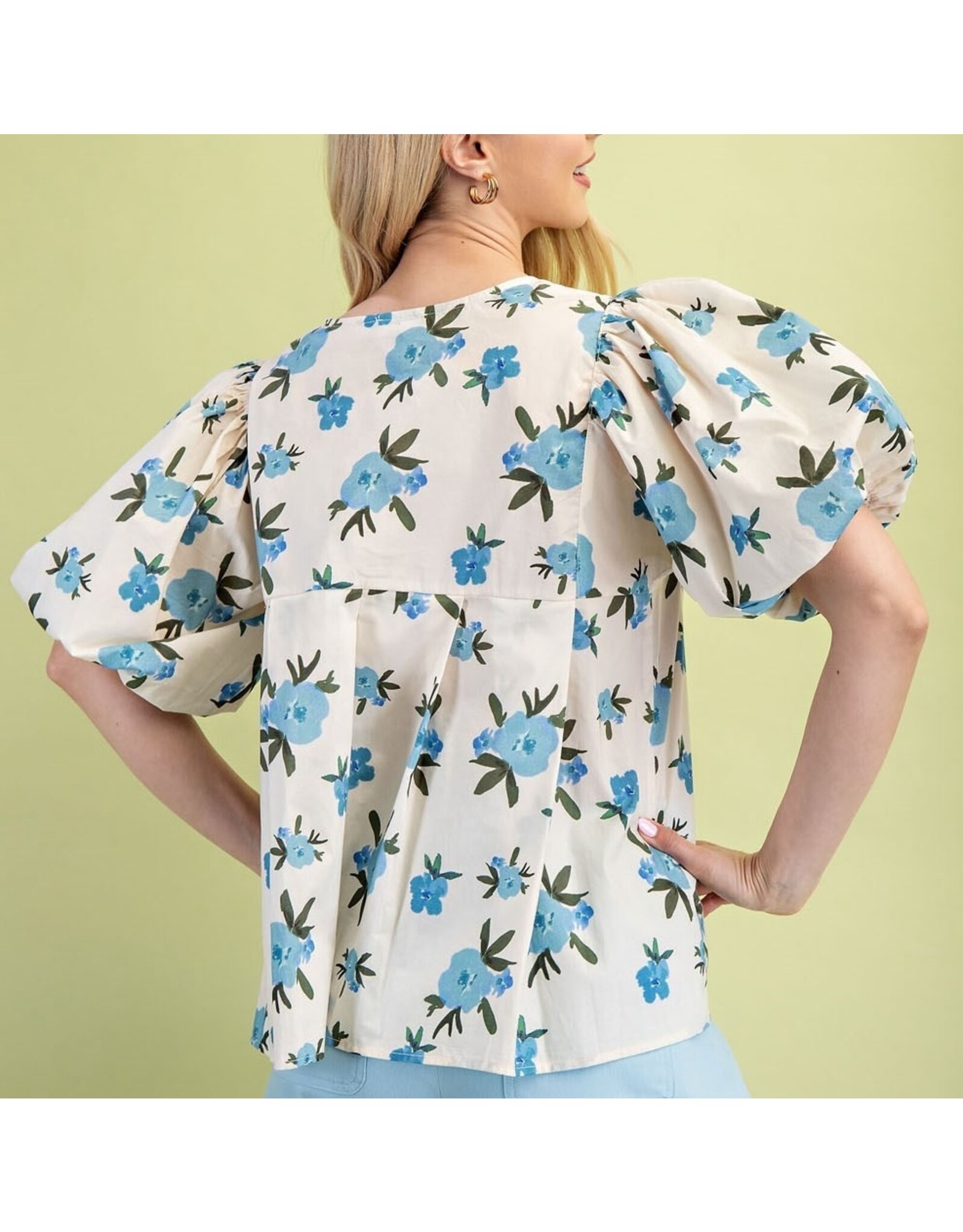 Rosario Floral Print Pleated Top