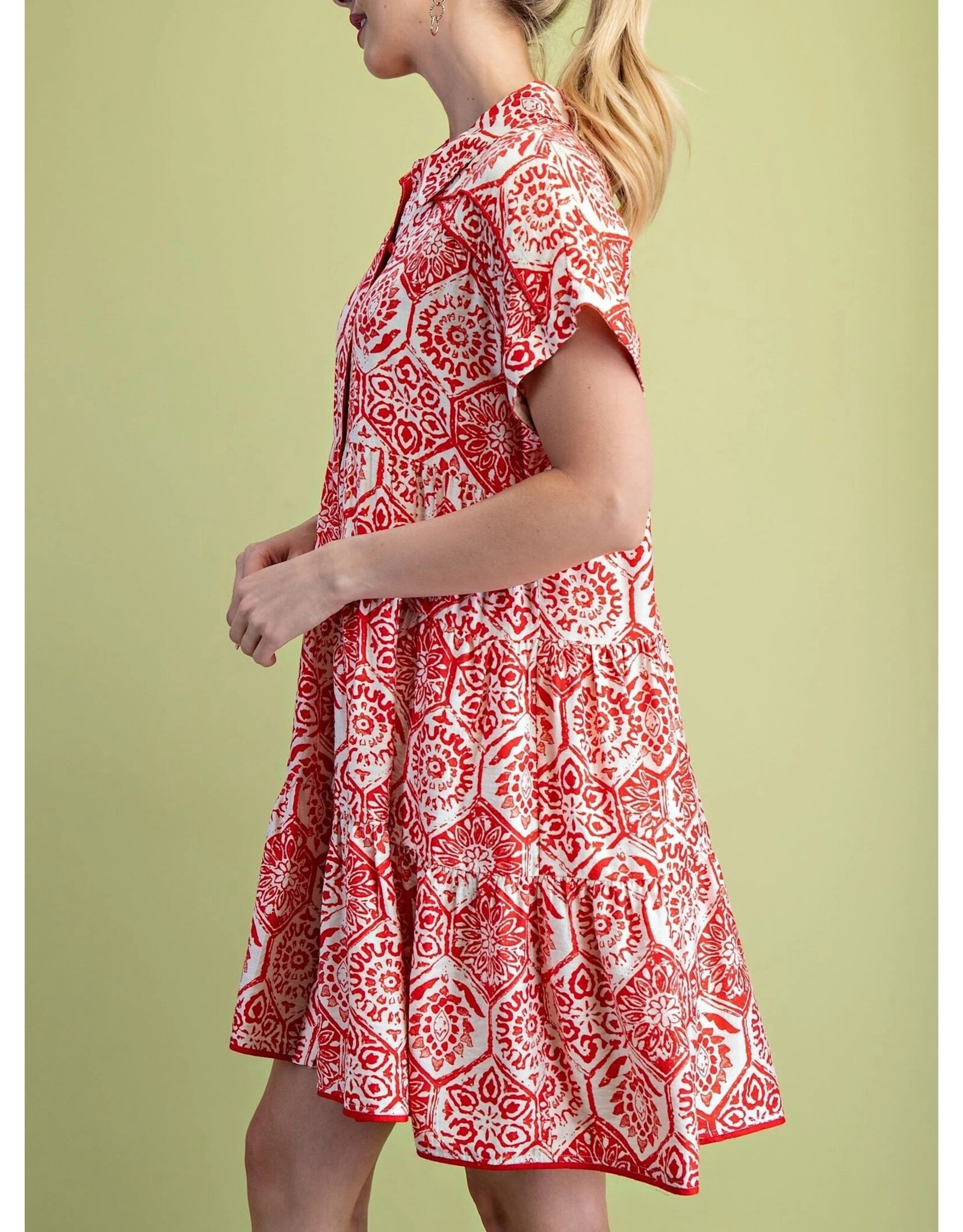 Brisa Tiered Button Down Shirt Dress