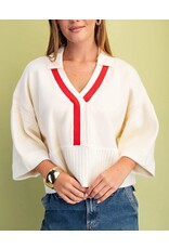 Mora V-Neck Collared Sweater