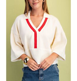 Mora V-Neck Collared Sweater