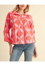 Eloisa Print Top with Pearl Button