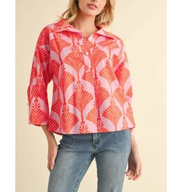 Eloisa Print Top with Pearl Button