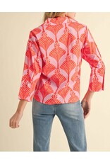 Eloisa Print Top with Pearl Button