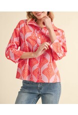 Eloisa Print Top with Pearl Button