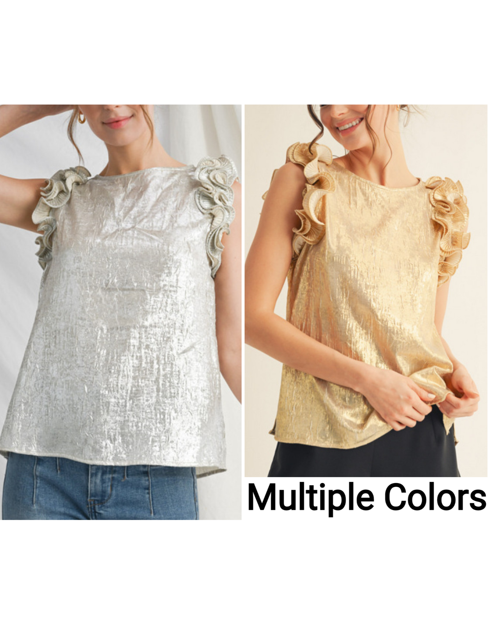 Georgina Metallic Crinkle Top