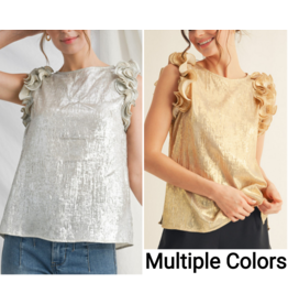 Georgina Metallic Crinkle Top