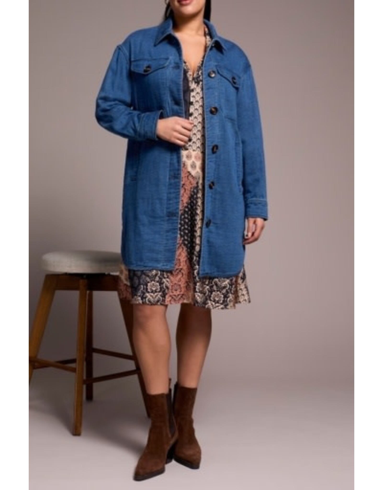Tribal Tribal Long Button Front Jacket Bluebliss