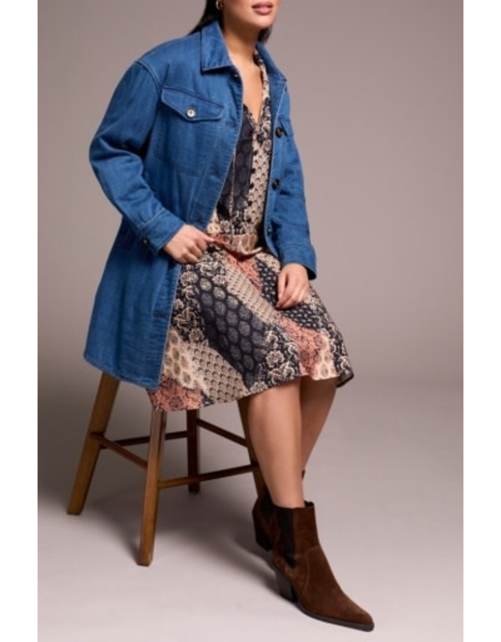 Tribal Tribal Long Button Front Jacket Bluebliss