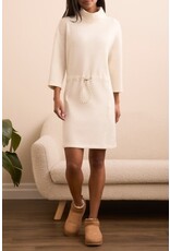 Tribal Tribal 3/4 Sleeve Funnel Neck Dress w/Drawcord  - Heathered Frost Grey
