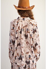 Willa Western Print Satin Top