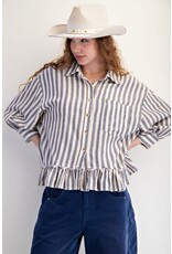 Sissy Stripe Ruffle Hem Shirt