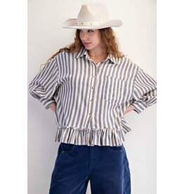 Sissy Stripe Ruffle Hem Shirt