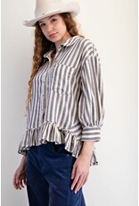 Sissy Stripe Ruffle Hem Shirt
