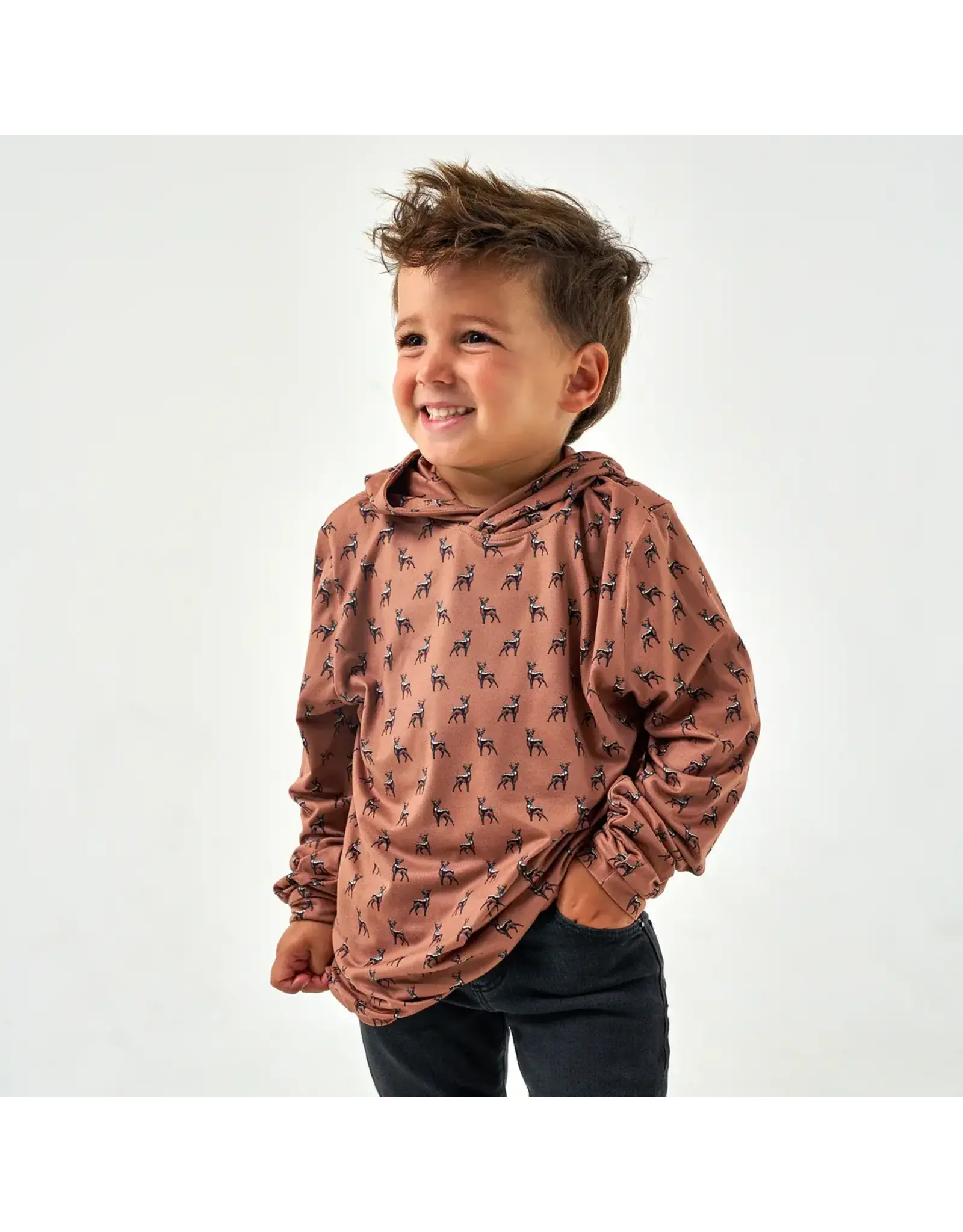 Burlebo Burlebo Youth Performance Hoodie Whitetail Deer Brown