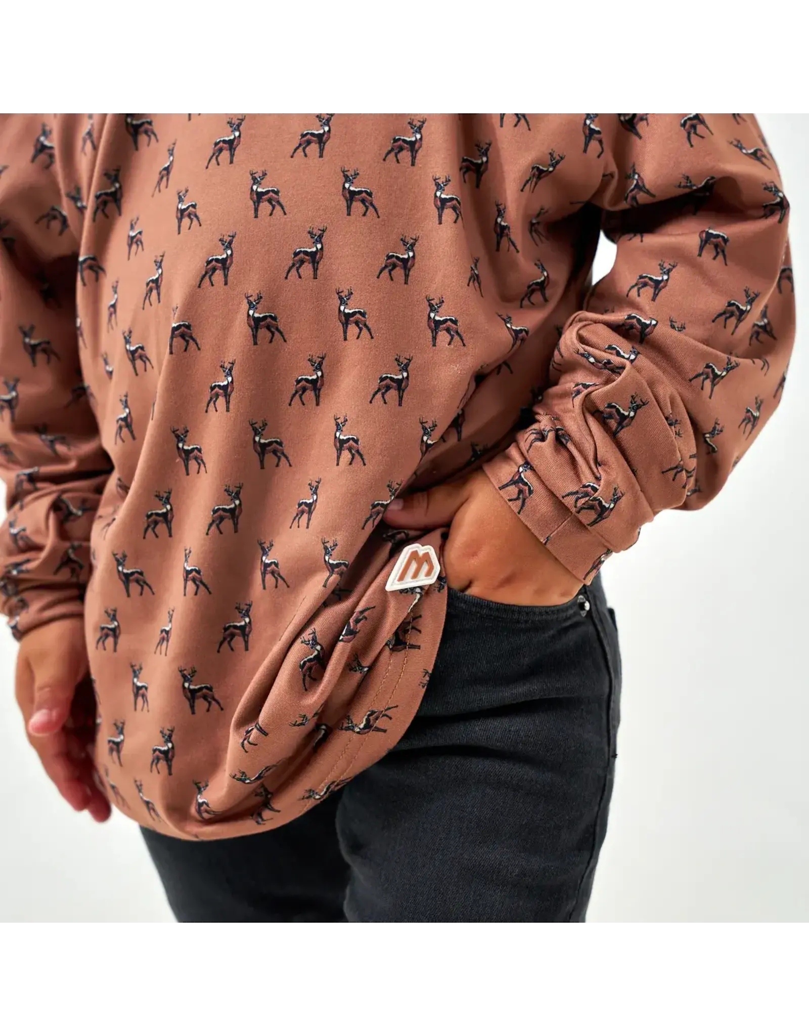 Burlebo Burlebo Youth Performance Hoodie Whitetail Deer Brown