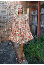 Sefarina Square Neck Floral Print Dress