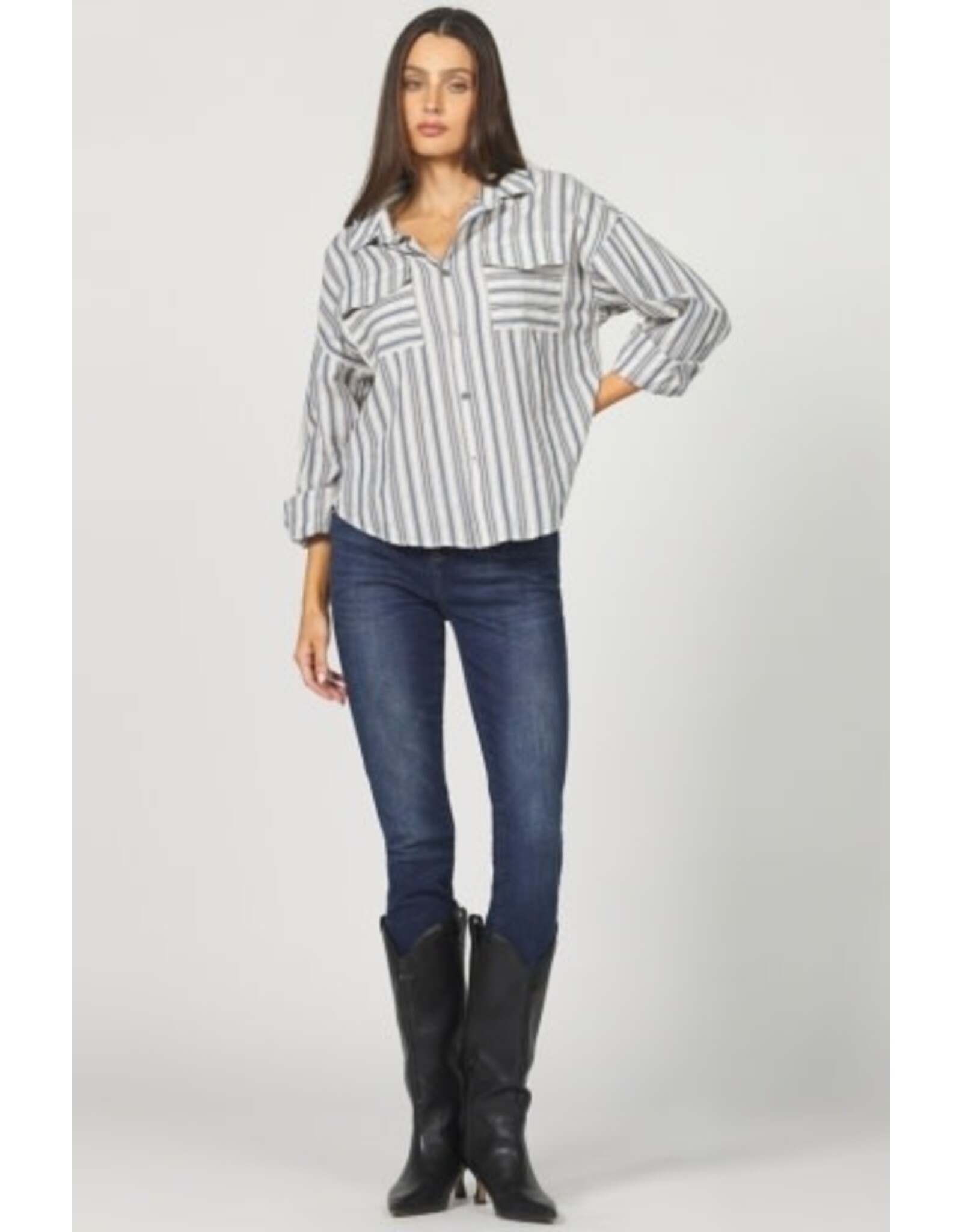 Dear John Denim Dear John Adrianna Novelty Shirt Dark Blue Stripe