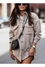 Hailey Houndstooth Long-Sleeved Shirt Jacket