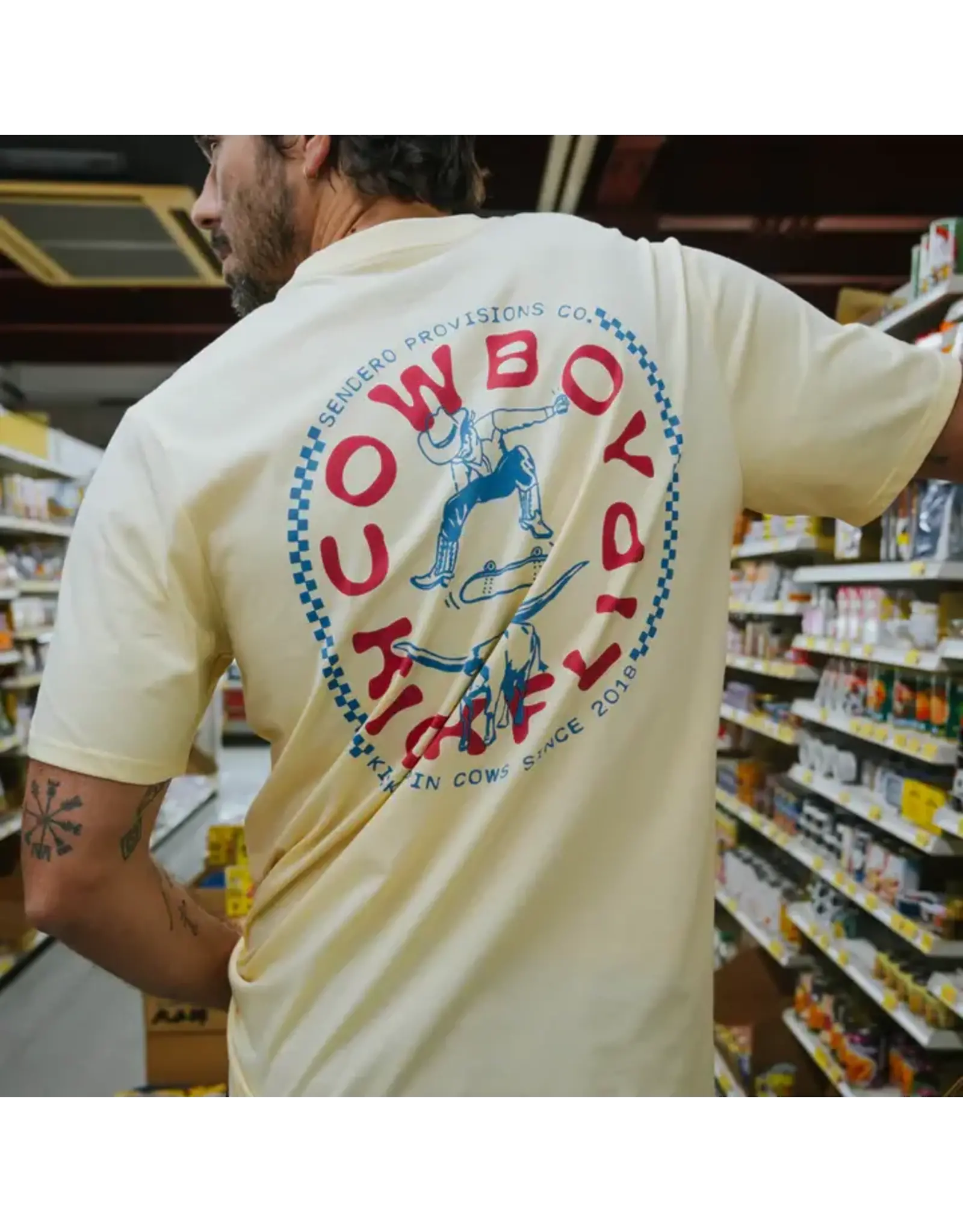 Sendero Cowboy Kickflip T-Shirt Cream