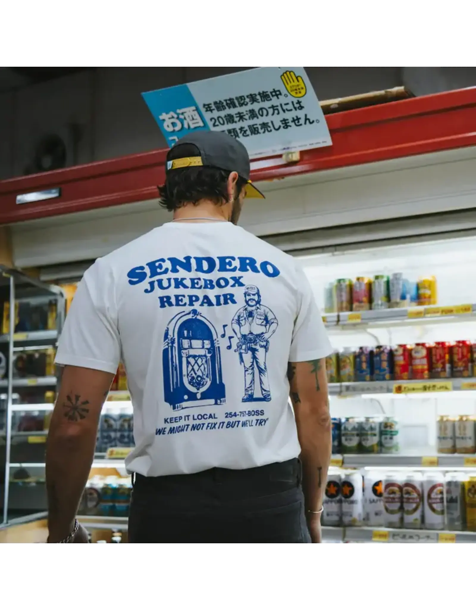 Sendero Jukebox Repair T-Shirt Vintage White
