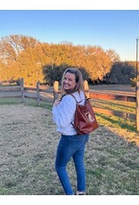 Three Way Bag with Carved Leather Patch