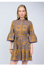 Uncle Frank Uncle Frank Cross Stitched Dress Gold