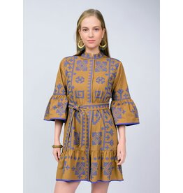 Uncle Frank Uncle Frank Cross Stitched Dress Gold
