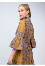 Uncle Frank Uncle Frank Cross Stitched Dress Gold