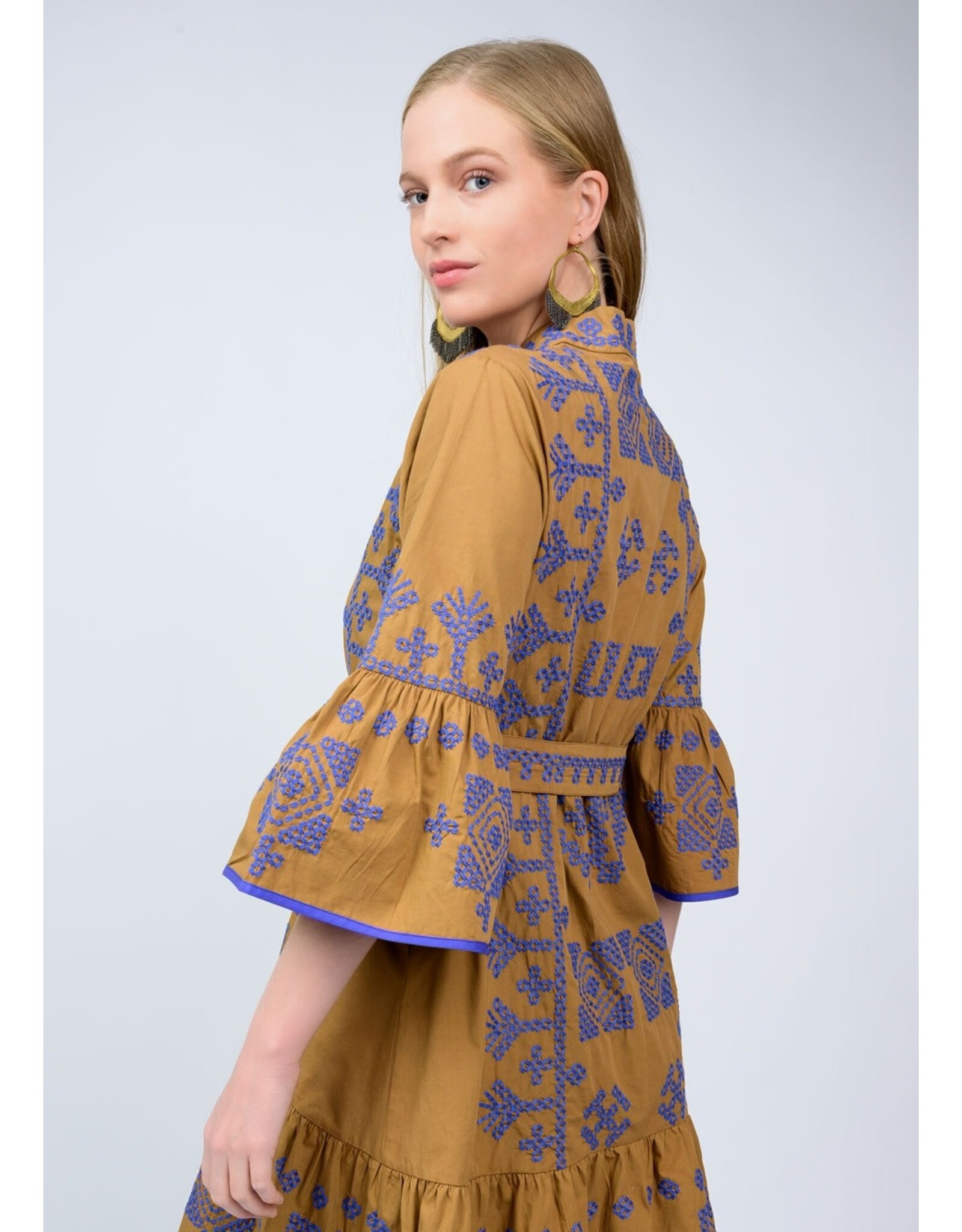 Uncle Frank Uncle Frank Cross Stitched Dress Gold