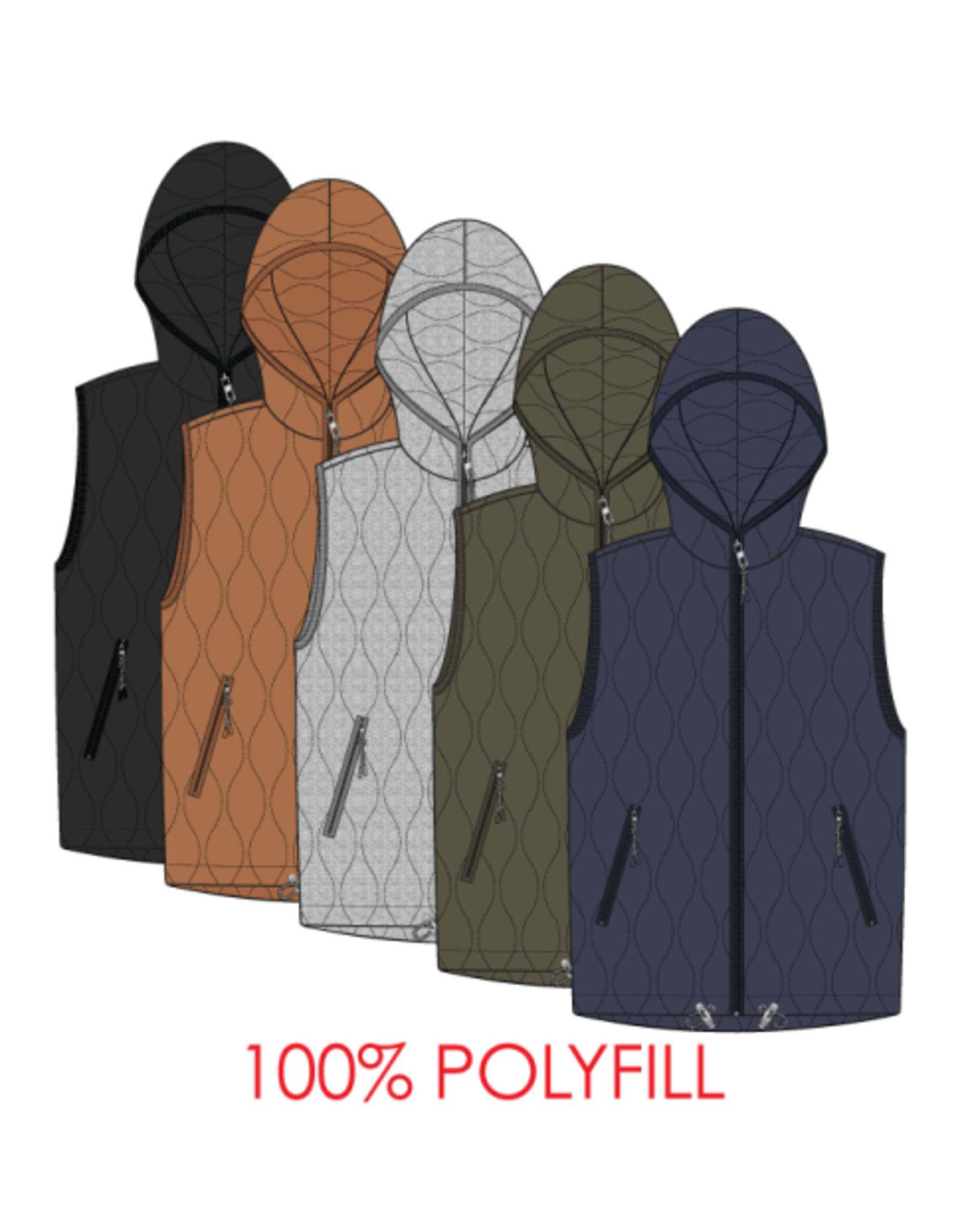 Tribal Tribal Quilted Cotton Long Hooded Vest