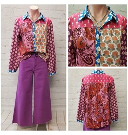 Mila Patchwork Floral Print Button Down Shirt