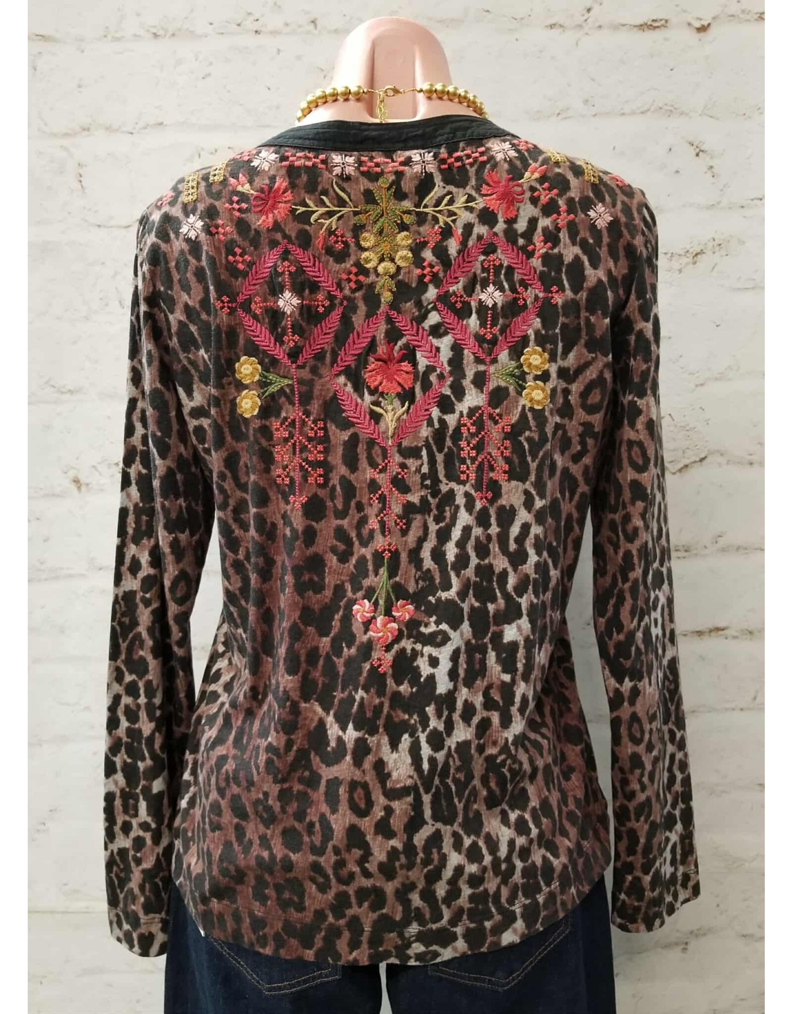 Johnny Was Johnny Was Mixed Media Henley T-Shirt Malaya