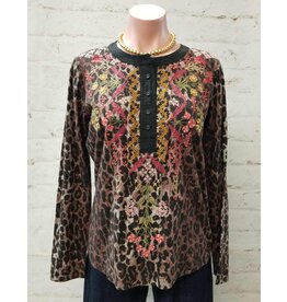 Johnny Was Johnny Was Mixed Media Henley T-Shirt Malaya