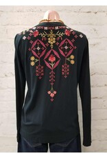 Johnny Was Johnny Was Mixed Media Henley T-Shirt Malaya