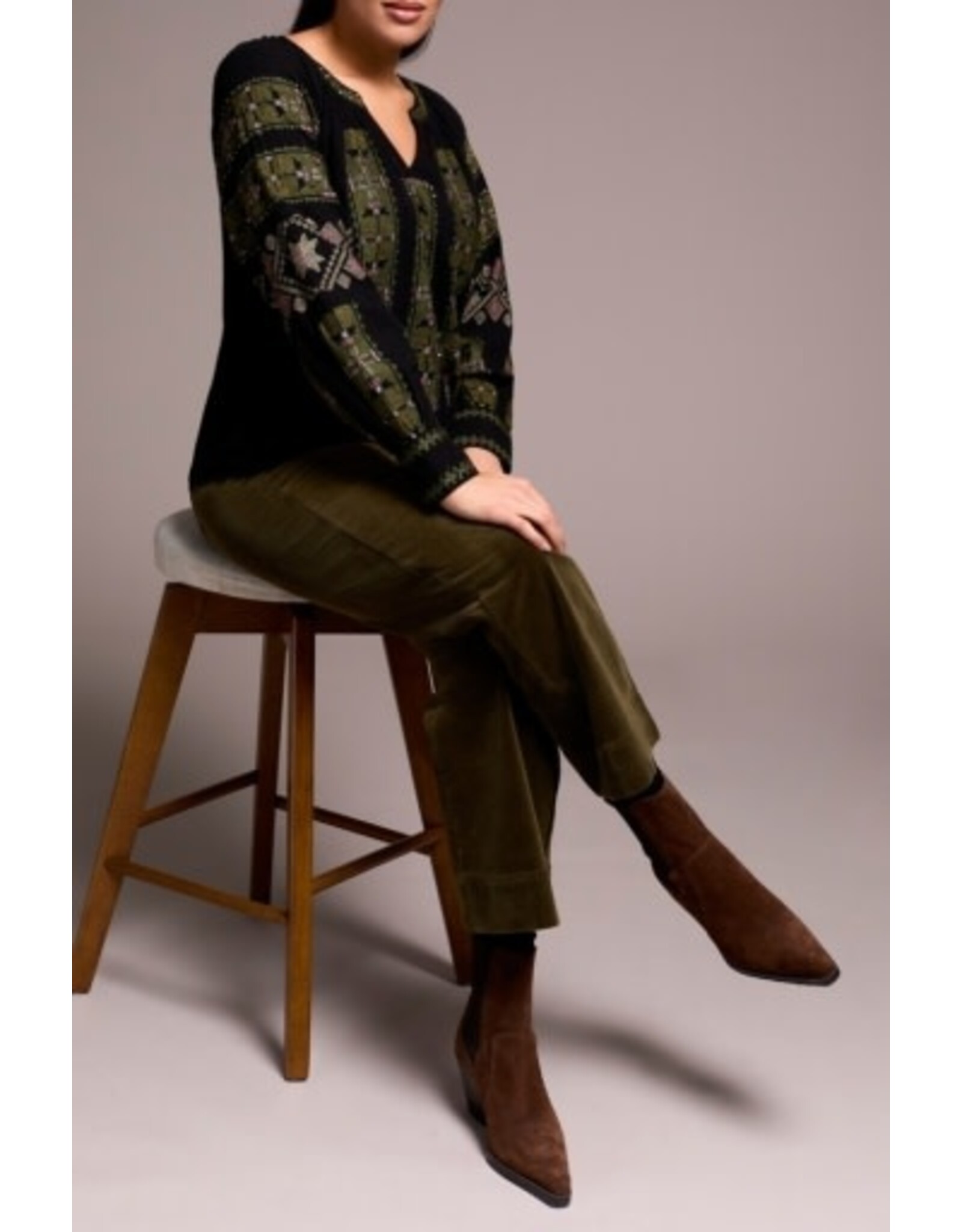 Tribal Tribal Long Sleeve Blouse with Embroidery