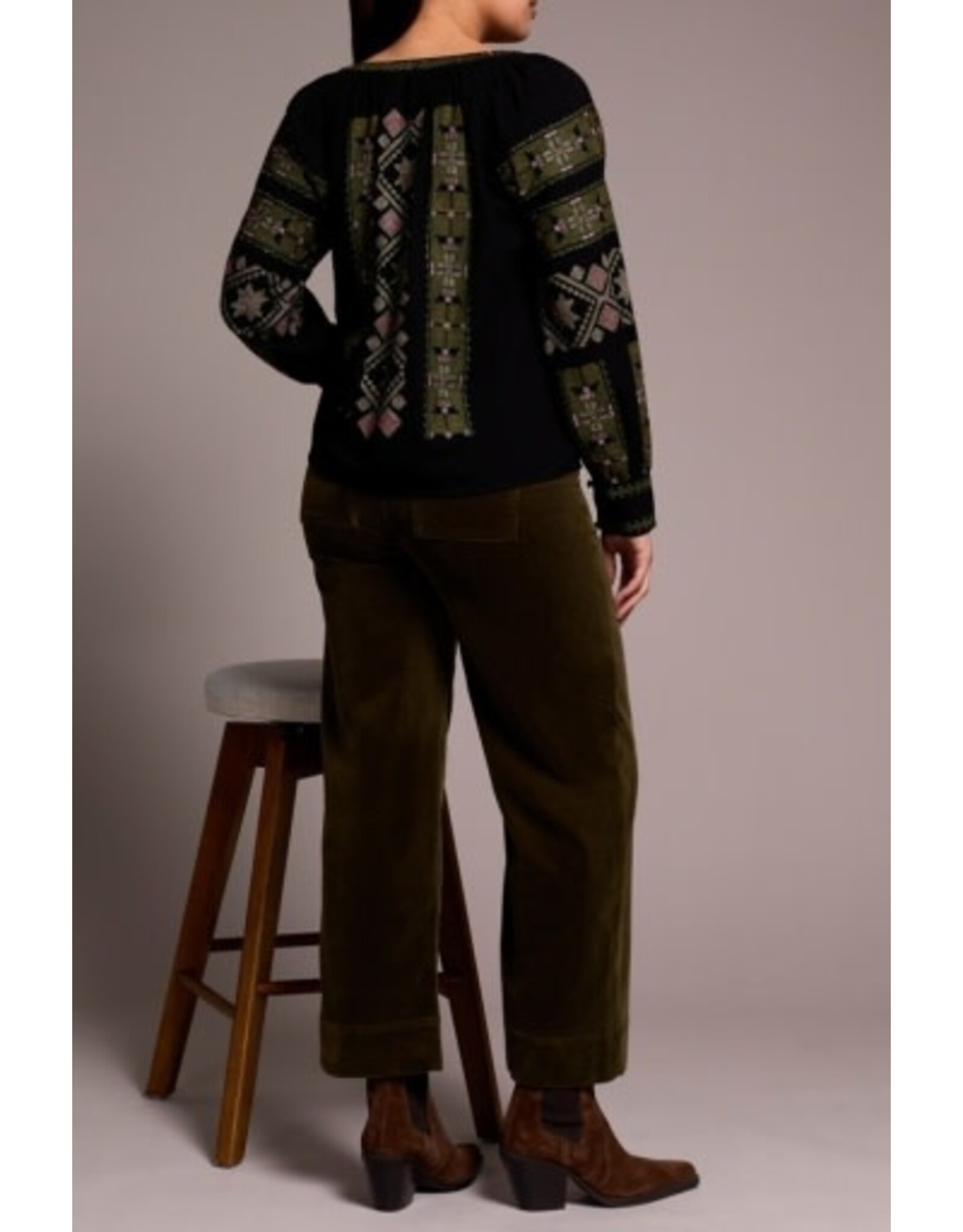 Tribal Tribal Long Sleeve Blouse with Embroidery