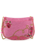 Rodeo Drive Pink Western Themed Beaded Crossbody Handbag
