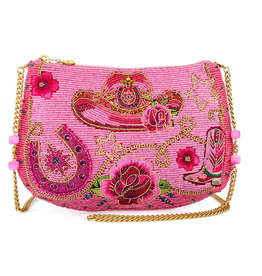 Rodeo Drive Pink Western Themed Beaded Crossbody Handbag