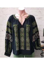Tribal Tribal Long Sleeve Blouse with Embroidery