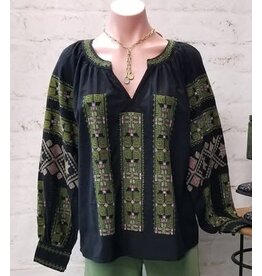 Tribal Tribal Long Sleeve Blouse with Embroidery