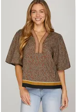 Lexie Puff Sleeve Woven Printed Top