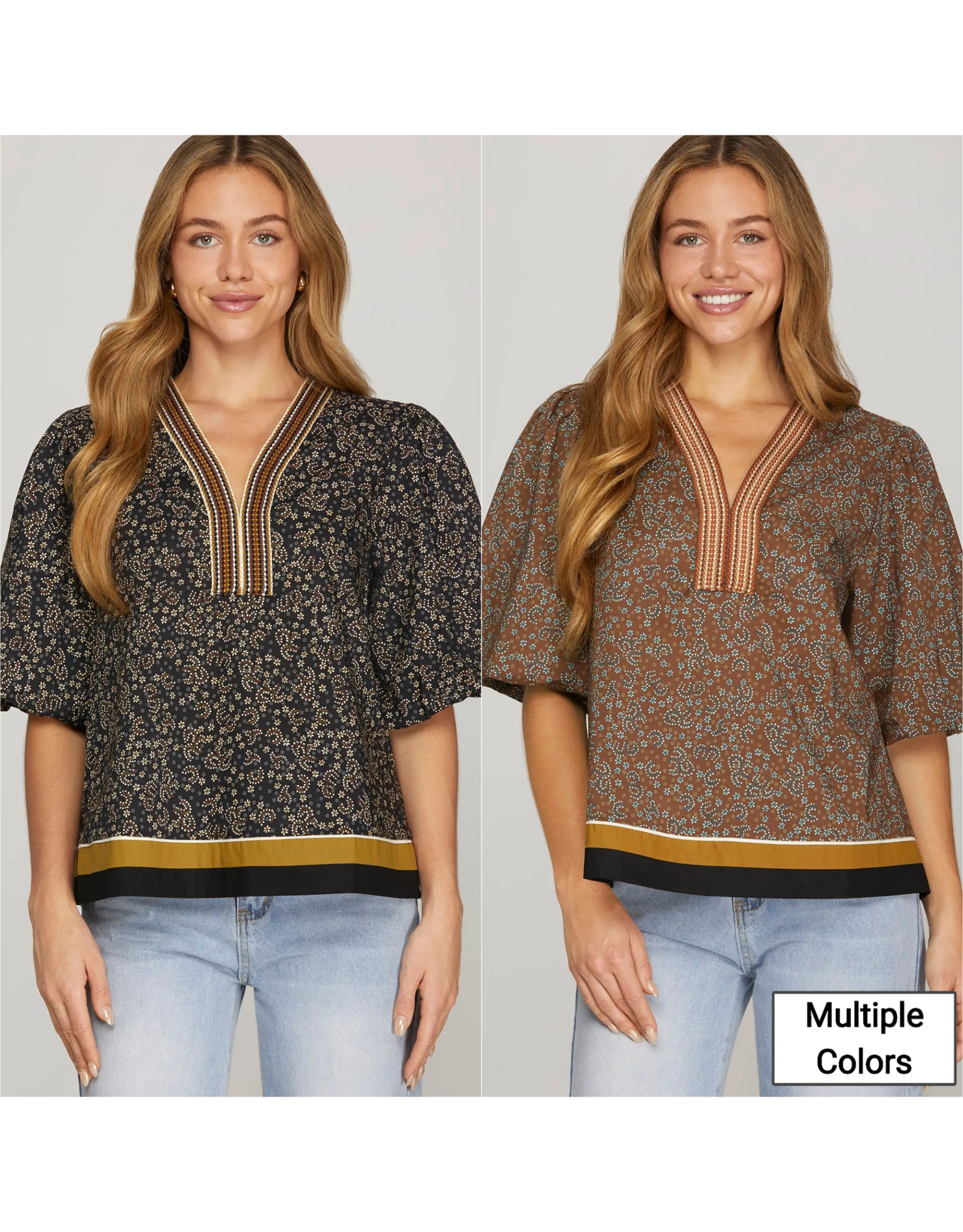 Lexie Puff Sleeve Woven Printed Top
