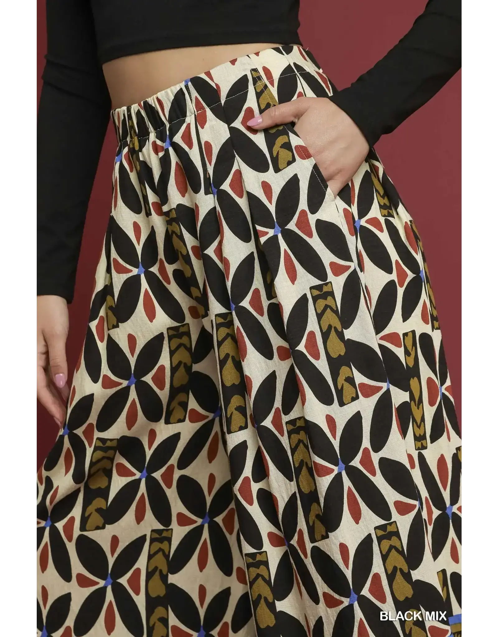 Reyna Tribal Motif Block Print Wide Leg Pants