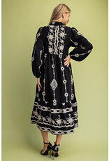 Viviana Metallic Embroidery Midi Dress