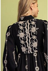 Viviana Metallic Embroidery Midi Dress