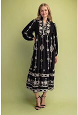 Viviana Metallic Embroidery Midi Dress