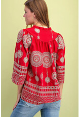 Lolita Metallic Embroidered V-Neck Blouse