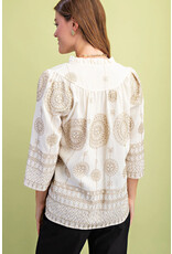 Lolita Metallic Embroidered V-Neck Blouse