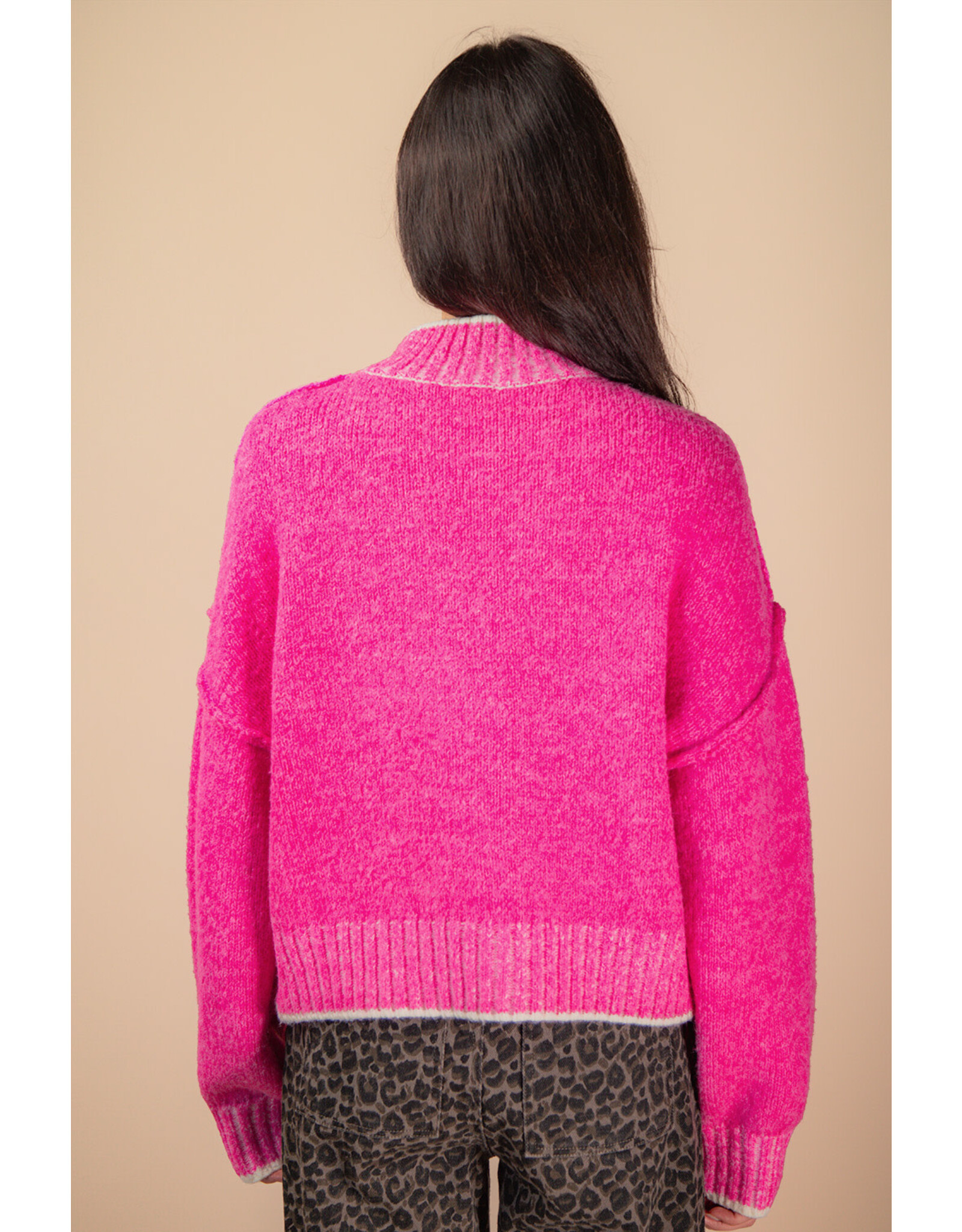 Ollie Pink Oversized Mock Neck Sweater