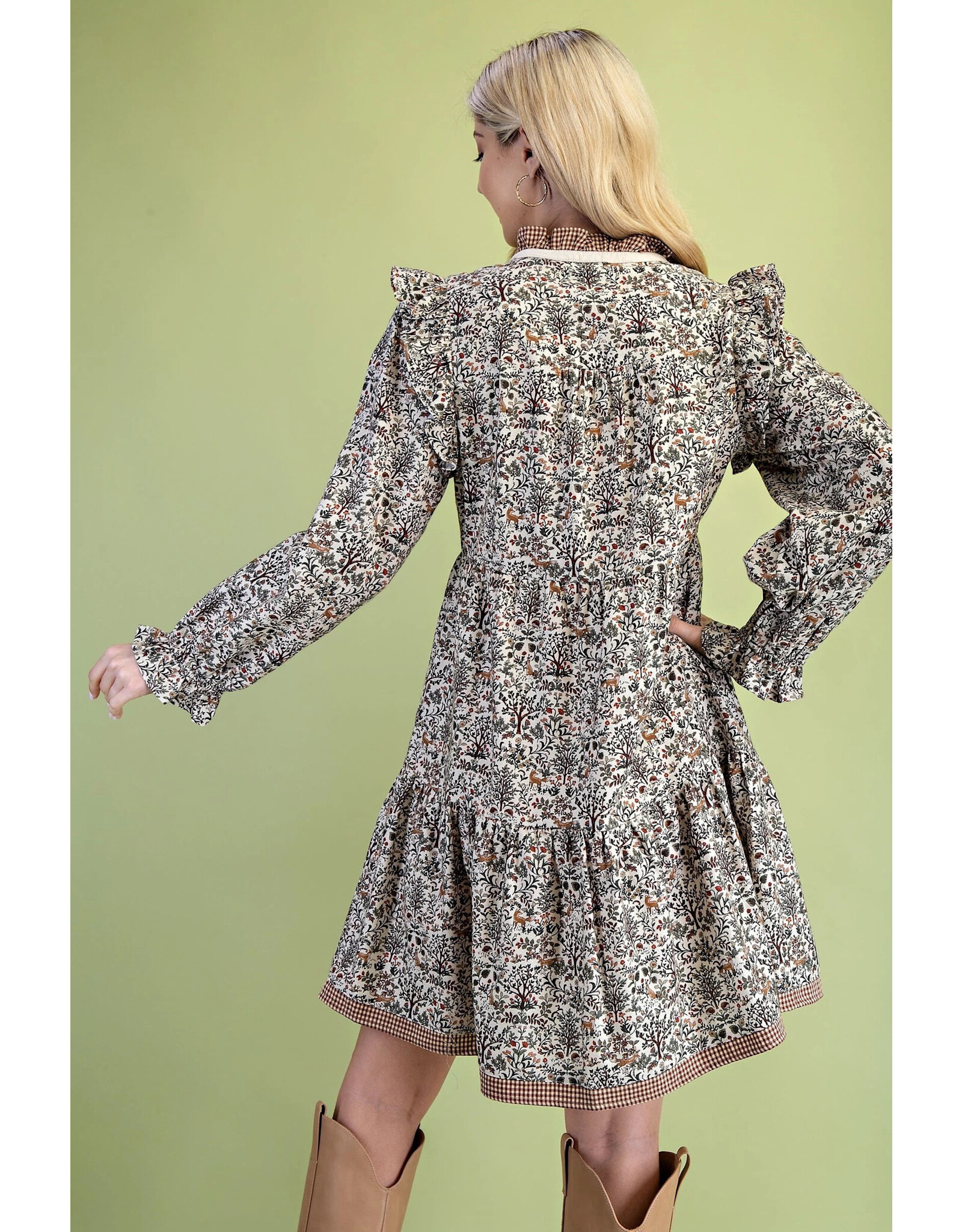 Tilda Vintage Woodland Print Tiered Dress